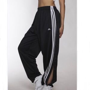 Vintage Adidas Tearaway 3 Stripe Black Track Pants Size Medium